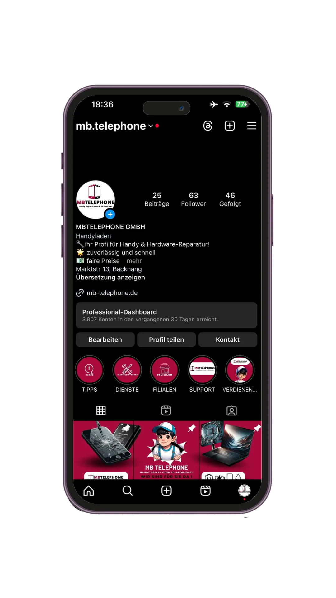 Social Media Marketing für MB Telephone Handyreparatur und Smartphone-Service
